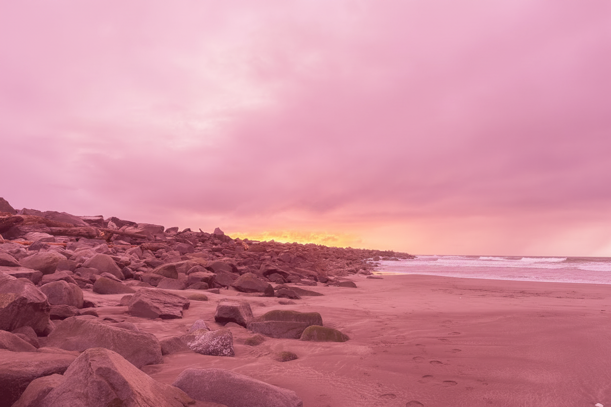 Rocky beach with more pink overtone